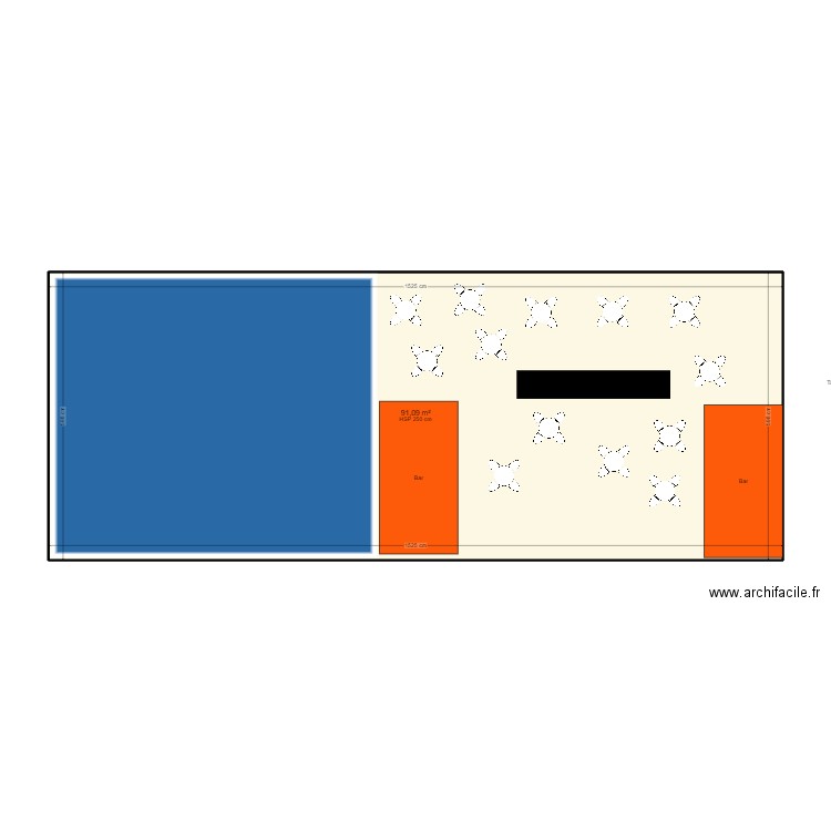 plan détaillé. Plan de 1 pièce et 91 m2