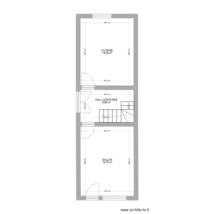 Rominet 33. Plan de 3 pièces et 36 m2