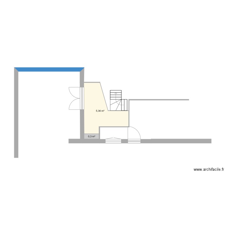 terra. Plan de 2 pièces et 6 m2