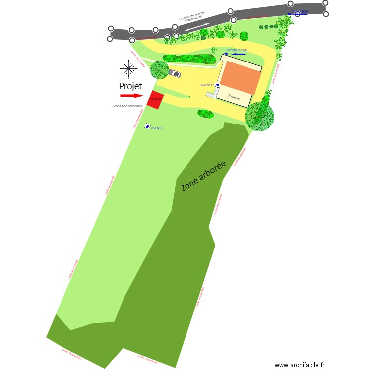 Plan de masse Garage. Plan de 1 pièce et 1 m2