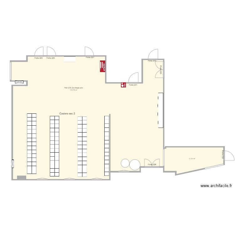 Hall 235  2e étage pdc . Plan de 0 pièce et 0 m2