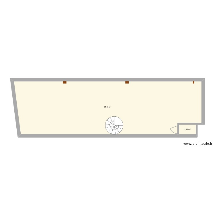 Trou 5e ?. Plan de 2 pièces et 69 m2