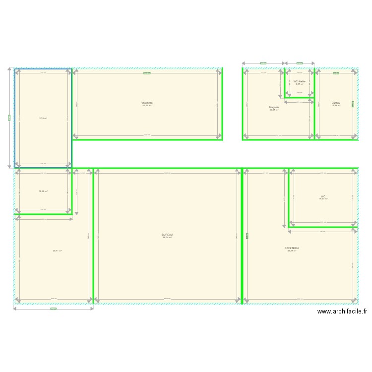 JELETRANS - PALN RDC BUREAUX - LOCAUX SOCIAUX - IND B. Plan de 10 pièces et 345 m2