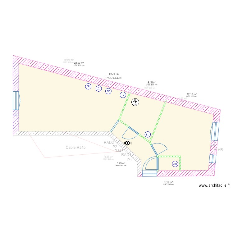 DAlembert RDC V07. Plan de 21 pièces et 202 m2