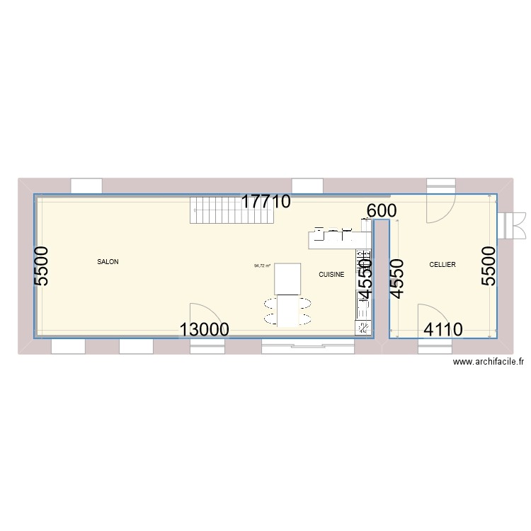 TIRIEN - RDC - avec meubles. Plan de 1 pièce et 95 m2