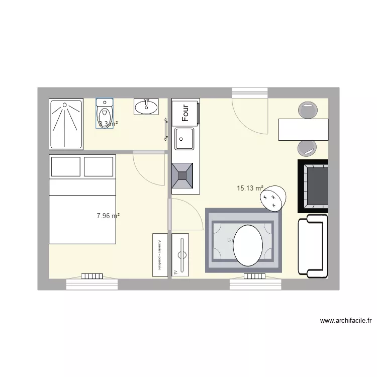 AIGUILHE T2 30m2. Plan de 