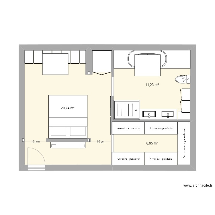 Suite combles. Plan de 0 pièce et 0 m2