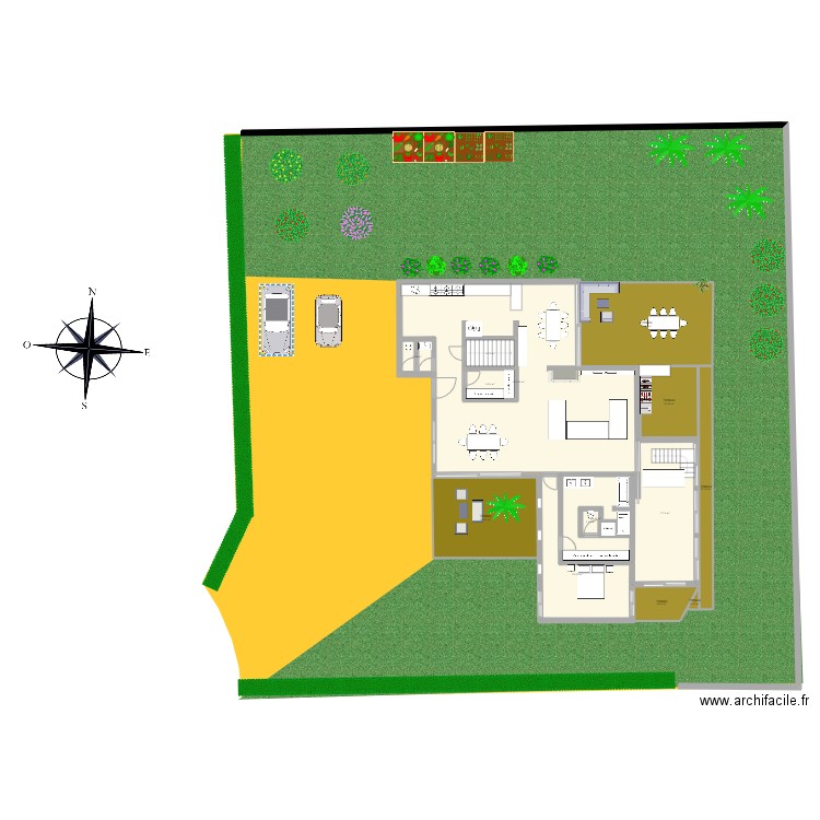 plan E. Plan de 15 pièces et 297 m2