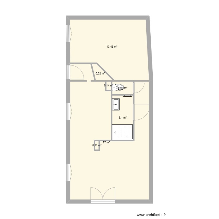 Le Cassandrin. Plan de 7 pièces et 45 m2