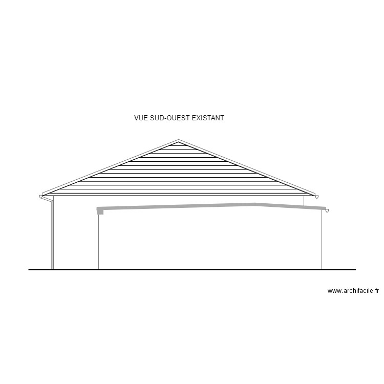 Façade sud-ouest / Existant . Plan de 0 pièce et 0 m2