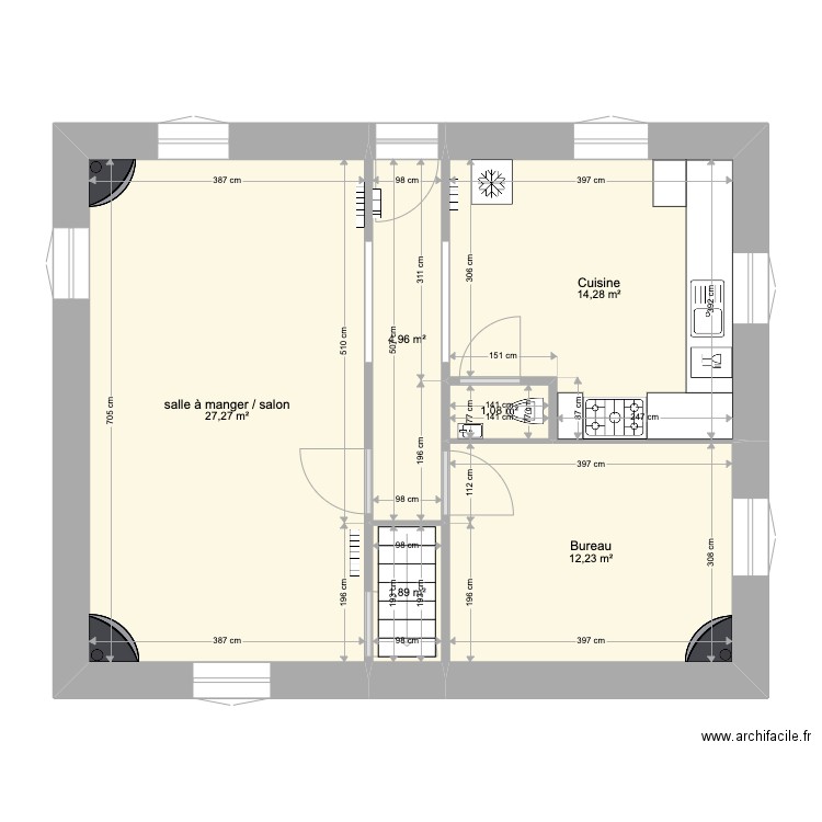 Plan RDC Sophie -  aménagé. Plan de 6 pièces et 62 m2