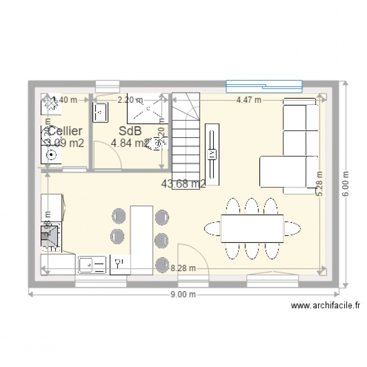 Rdc 9x6. Plan de 0 pièce et 0 m2