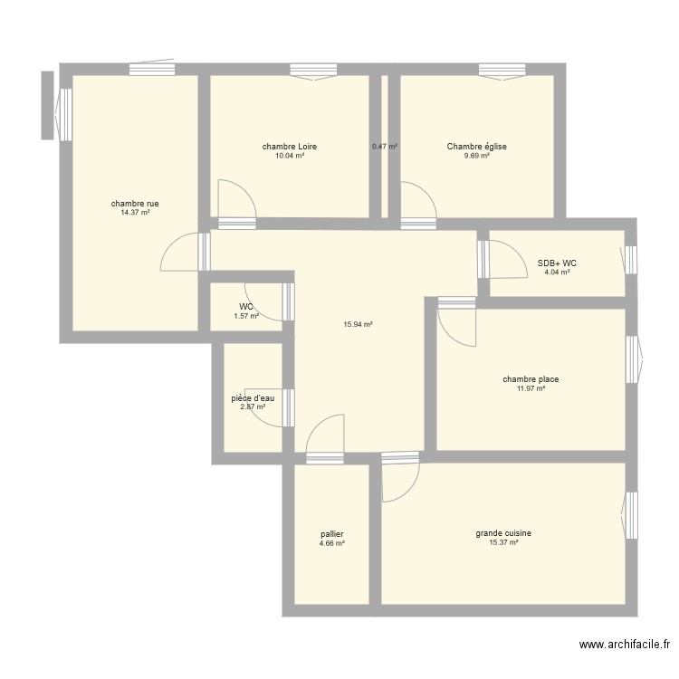 F3 les Franciscains avec 4 chambres v2. Plan de 0 pièce et 0 m2