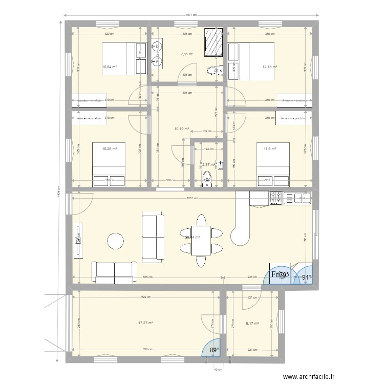 Plan Champ Maillard T4 100 m2 + 25 M2 . Plan de 10 pièces et 128 m2