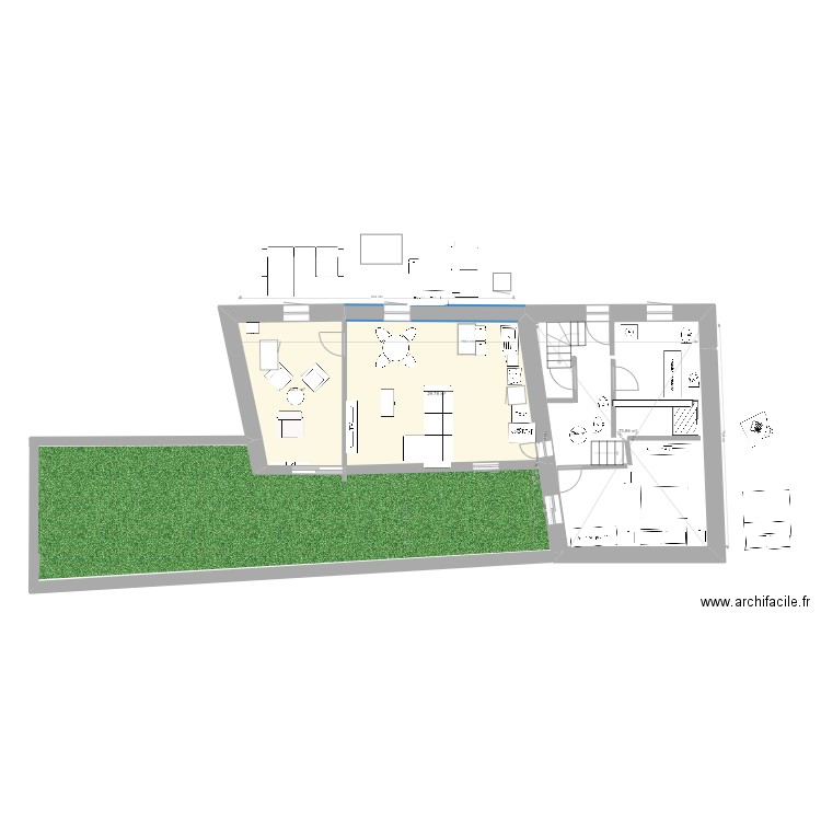 grange monnaie 2 etage n1. Plan de 3 pièces et 85 m2