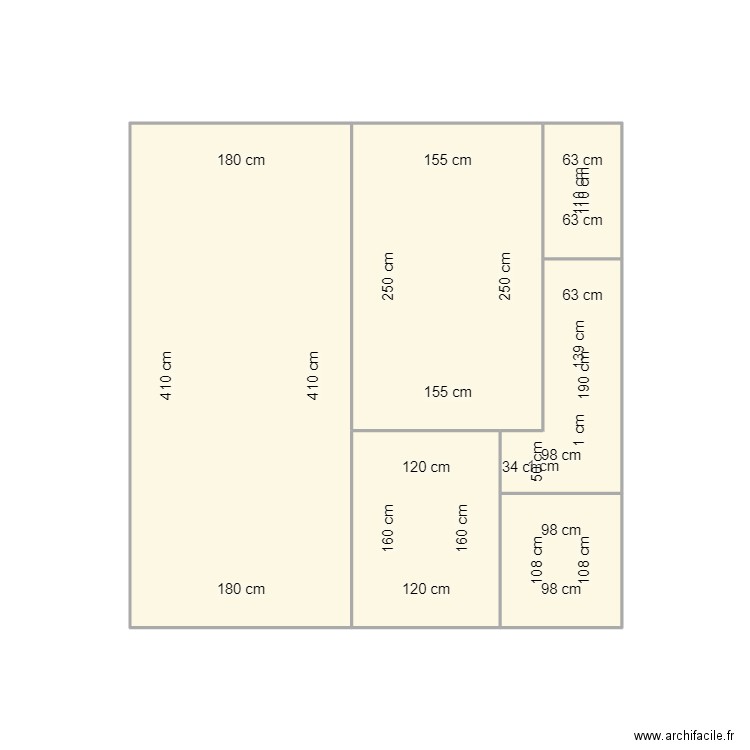 carpet. Plan de 5 pièces et 16 m2