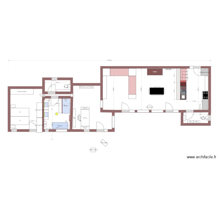 Plan coté 230920. Plan de 7 pièces et 100 m2