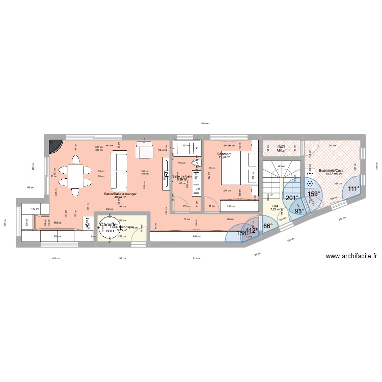 idée 6.2. Plan de 15 pièces et 168 m2