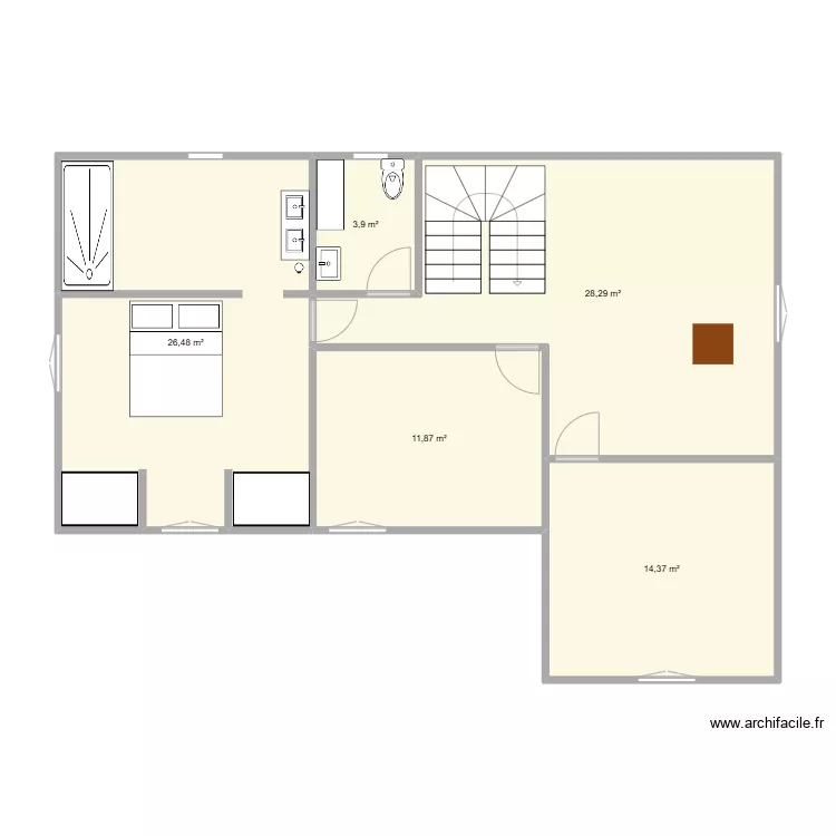 Etage maison modifi&eacute;. Plan de 