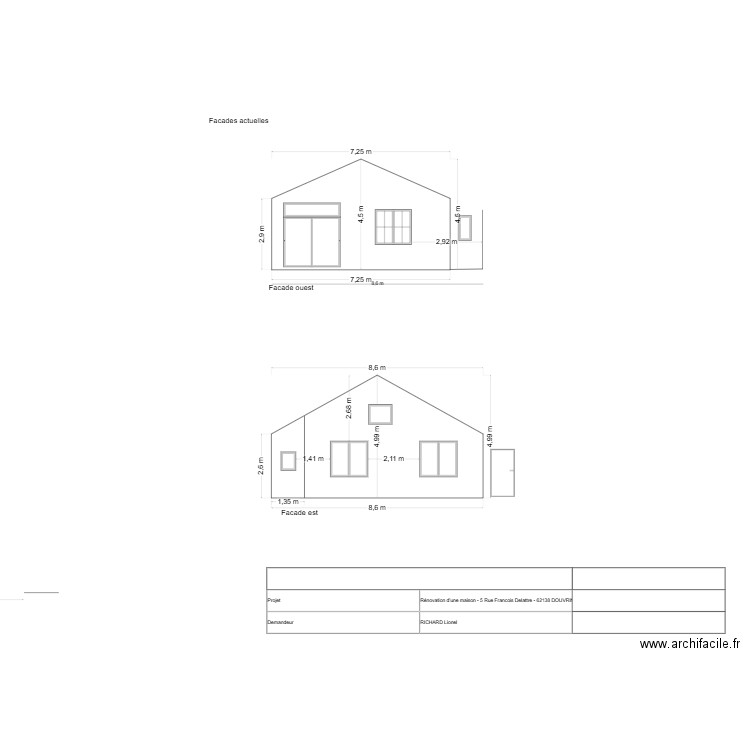 plan facades ouest. Plan de 0 pièce et 0 m2