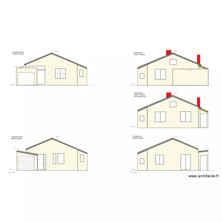 plan facades ouest. Plan de 