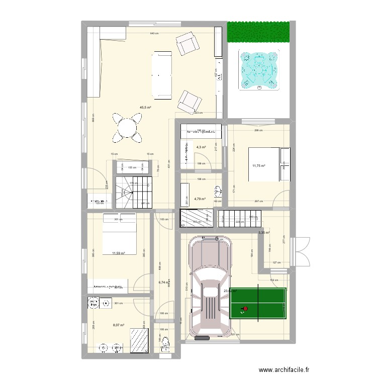 Extension rêve st Cyp. Plan de 9 pièces et 122 m2