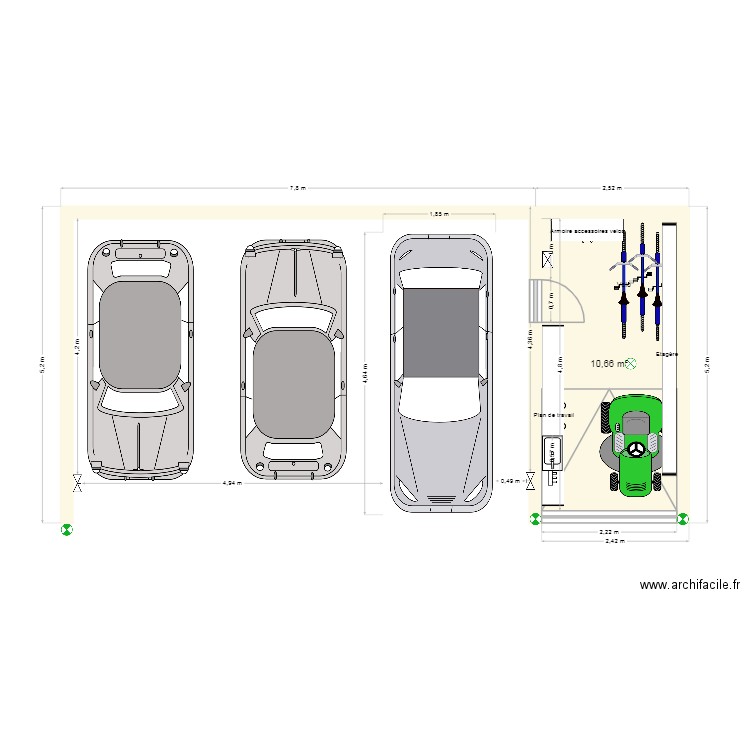 carport. Plan de 1 pièce et 12 m2