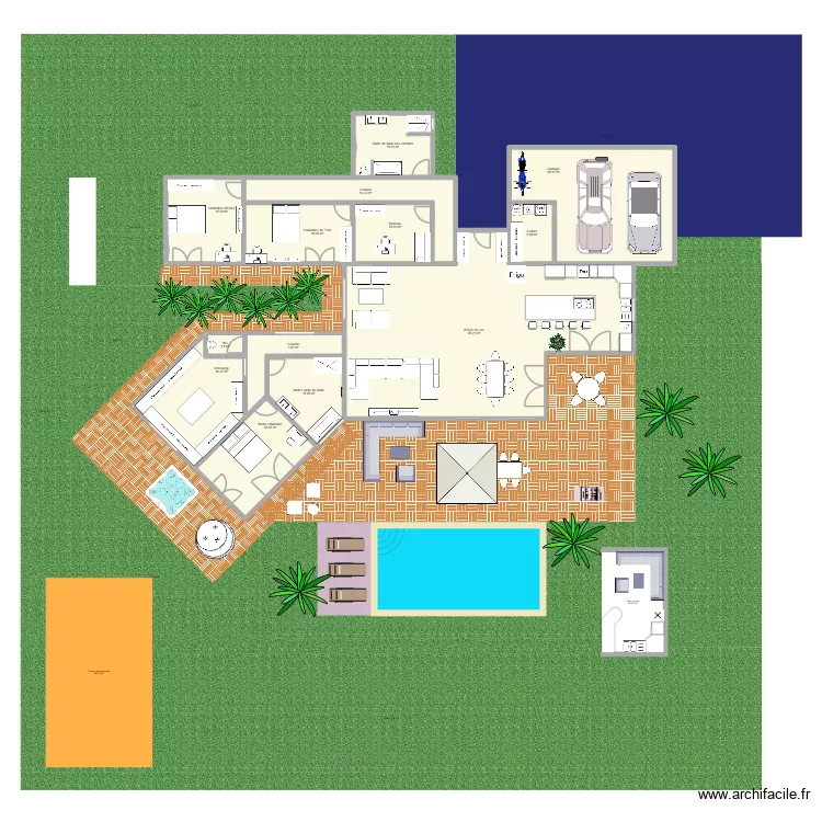Maison 3 sans chambre d\'ami avec 1 dressing. Plan de 13 pièces et 263 m²
