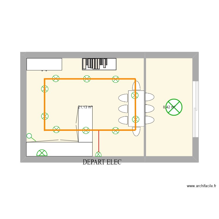 PLAN ECL  DUPUY. Plan de 2 pièces et 30 m2