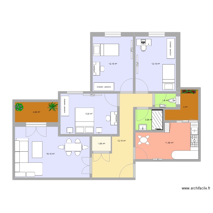 BIRTOUTA 1400. Plan de 11 pièces et 94 m2