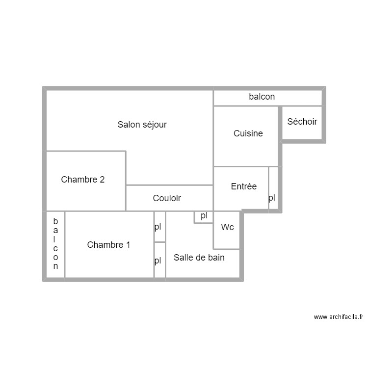 QUIMPER SIOUD. Plan de 15 pièces et 22 m2