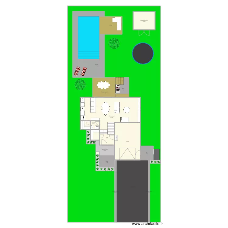 828 Madrigal ext&eacute;rieur mars 2021 piscine creus&eacute;e. Plan de 