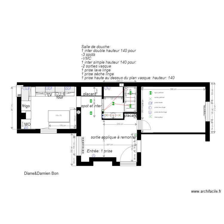 diane et damien plan élec. Plan de 0 pièce et 0 m2