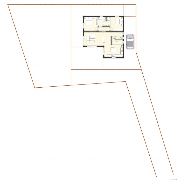 Maison plain pied. Plan de 0 pièce et 0 m2