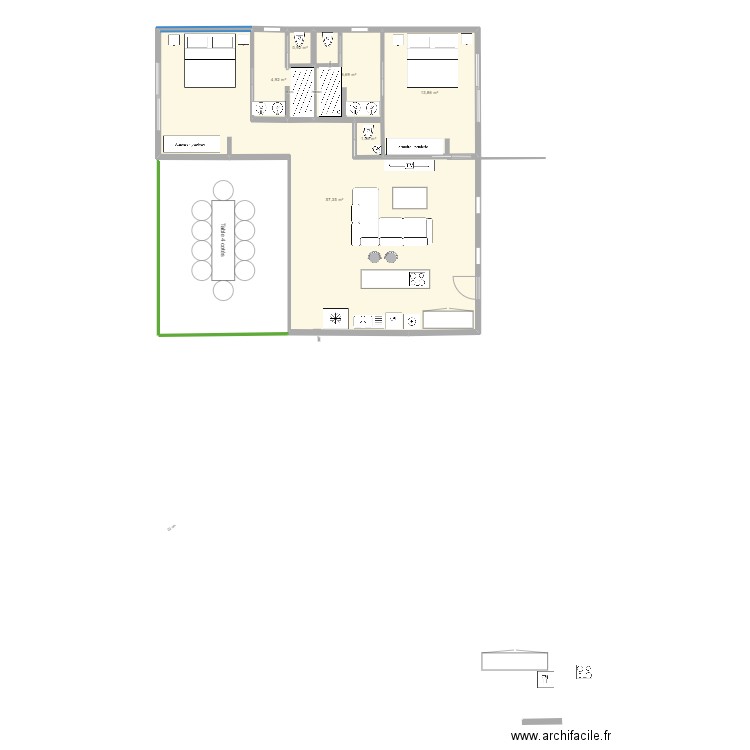 maisonpresque finifini. Plan de 6 pièces et 85 m2