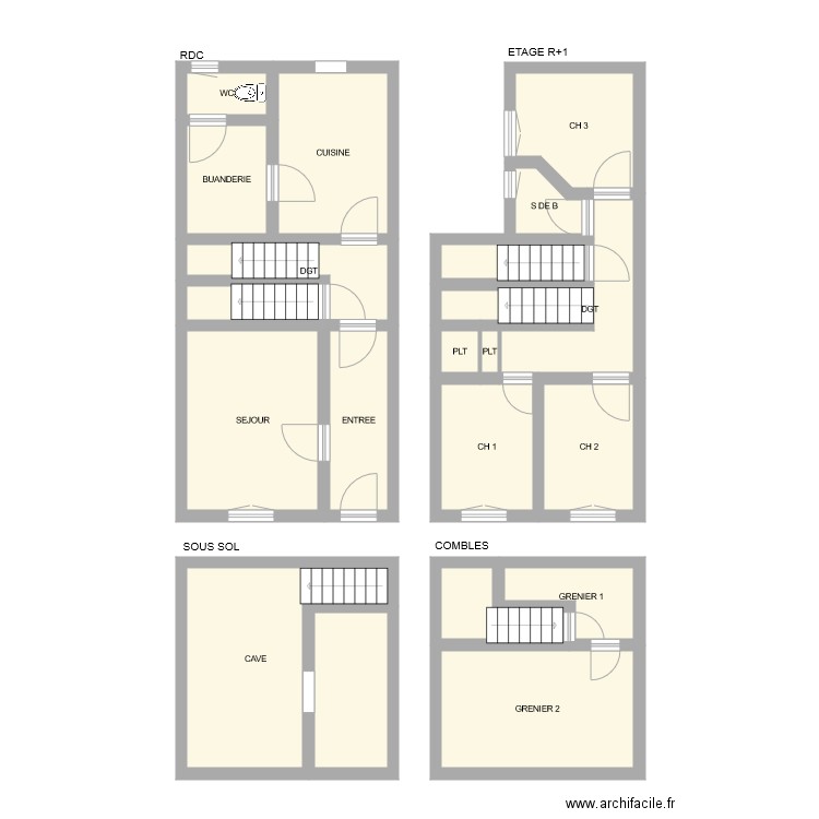 COUTURAUD. Plan de 21 pièces et 98 m2