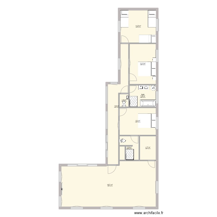 Gite JB Agata. Plan de 9 pièces et 124 m2