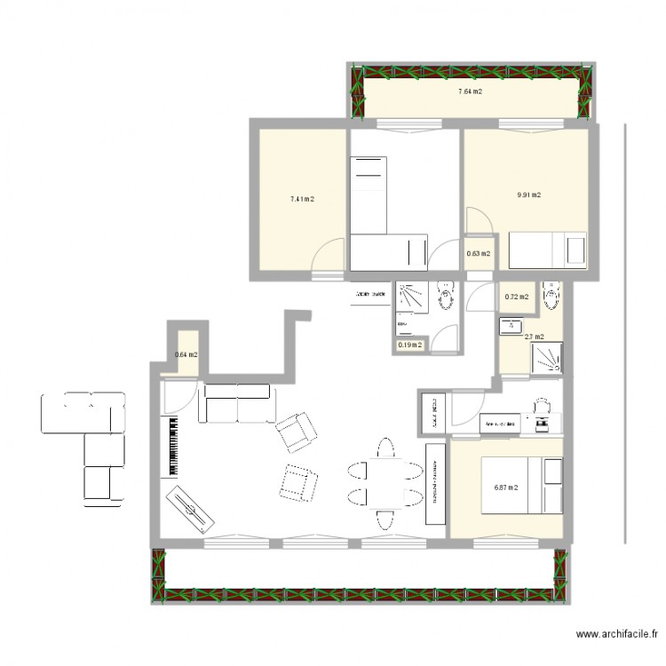 appartement familiale Victor Hugo. Plan de 0 pièce et 0 m2