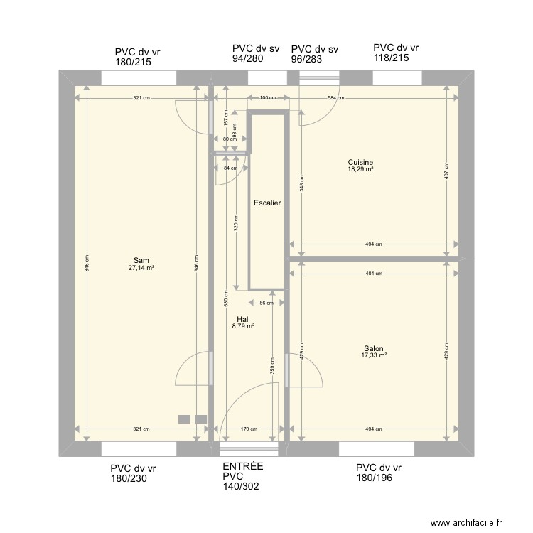 Monnin. Plan de 15 pièces et 176 m2