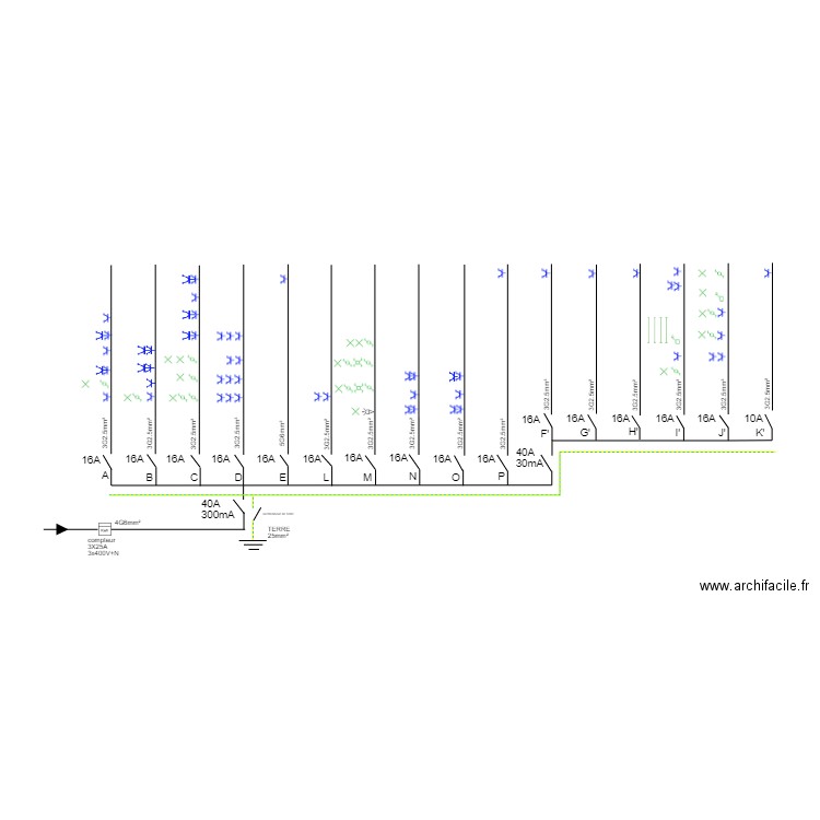 unifilaire. Plan de 0 pièce et 0 m2