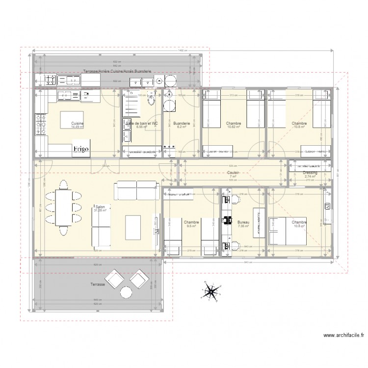 F5 Cuisine fermée Toit 3 Pans Buanderie Int. Plan de 0 pièce et 0 m2