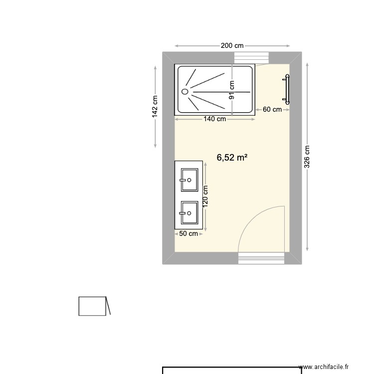 SDB Martine. Plan de 1 pièce et 7 m2