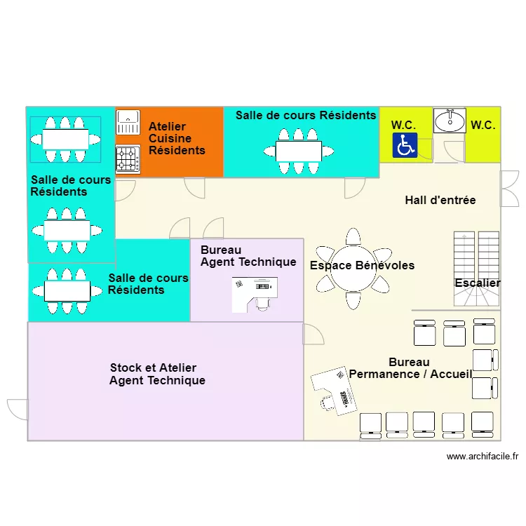 rez de chauss&eacute; Cada avec travail APS. Plan de 