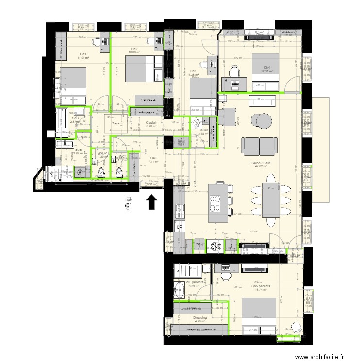 29 crs FR v26. Plan de 39 pièces et 155 m2