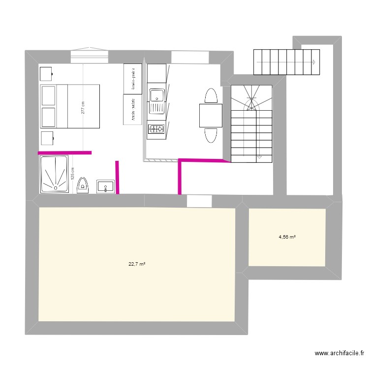 Estelle/Christian - SOUS-SOL 2. Plan de 2 pièces et 27 m2