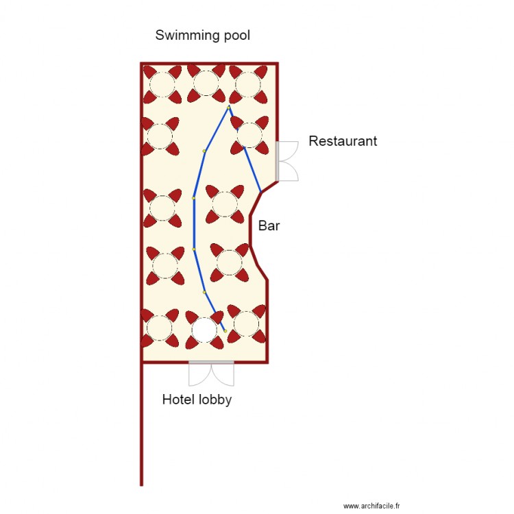 eclairage ground bar. Plan de 1 pièce et 46 m2