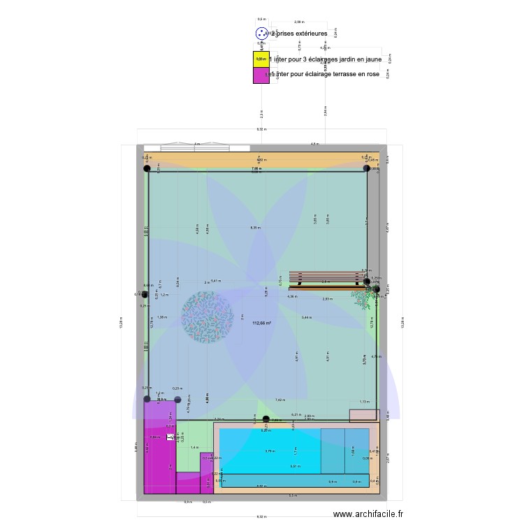 Jardin dernier avec arrosage C. Plan de 1 pièce et 113 m2