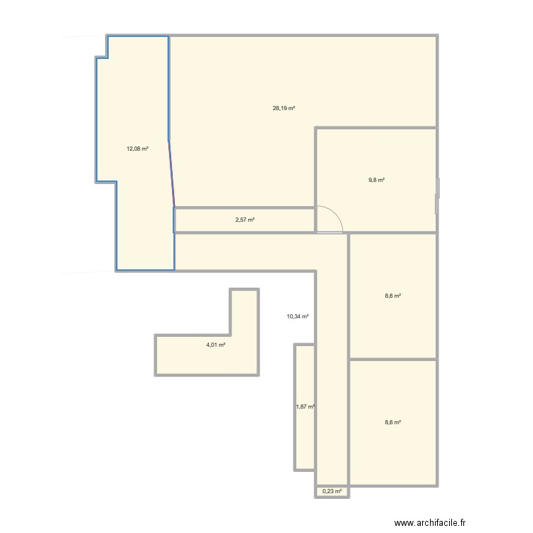 Appart 80m². Plan de 10 pièces et 86 m2