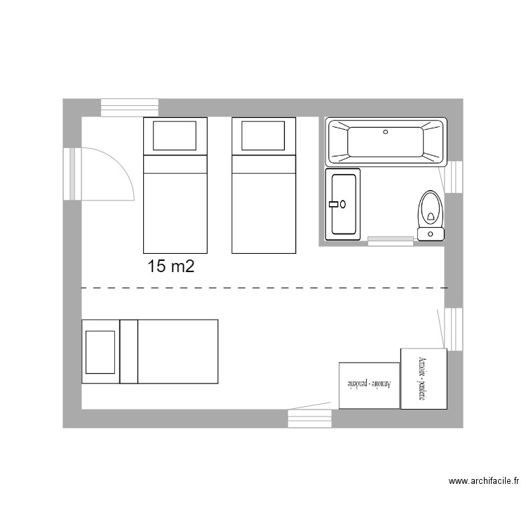 Montoison Plan Extension 1er étage Hyp 5. Plan de 2 pièces et 20 m2