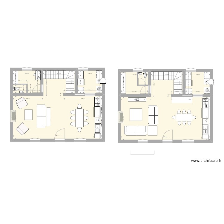 Maison Pascal et Béné en agrandissant passage cuisine. Plan de 7 pièces et 111 m2